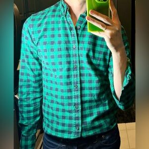 JCrew green plaid twill shirt size small​​​